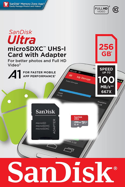 SanDisk 256GB Class 10 MicroSD Card - (SDSQUAR-256G-GN6MA)