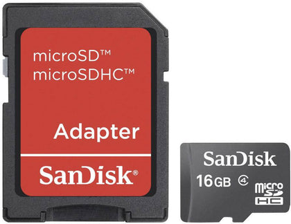 SanDisk 16GB Micro SDHC Memory Card with SD Adapter